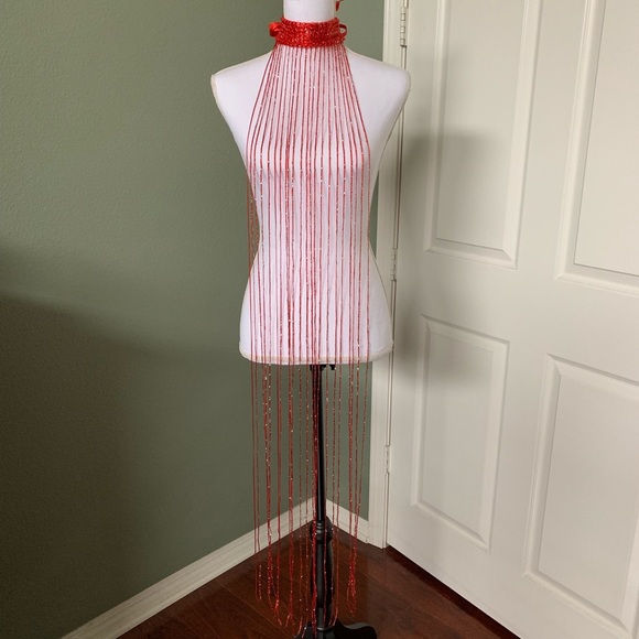 *NEW COLORS* REIGN- Sparkle Fringe Tassel Choker - Picture 4 of 7